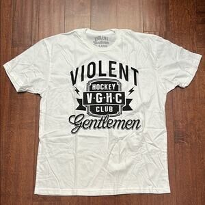 Violent Gentlemen White Graphic T-Shirt, Size XL